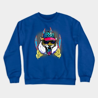 Exotic Tiger Shades and Ballcap Crewneck Sweatshirt